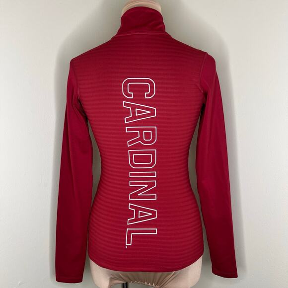 Nike Stanford Cardinal 1/4 Zip Pullover Jacket Medium Womens Red Football NCAA - Picture 2 of 7